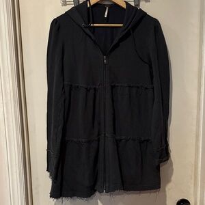 Free People tiered Black Hoodie Sweatshirt
